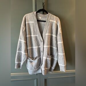 a new day Light Gray Striped Knit Cardigan